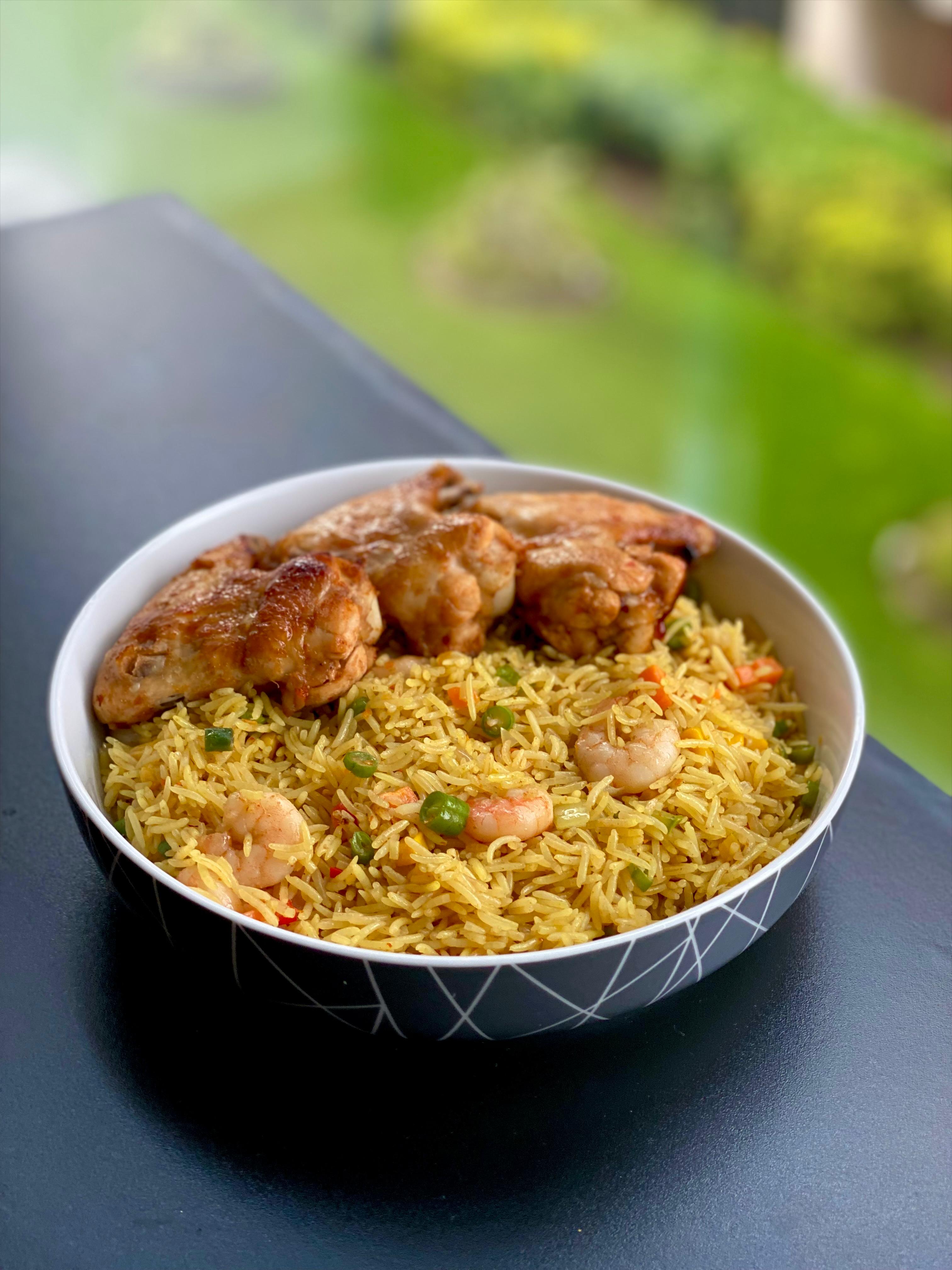 Jollof with Chicken & Shrimp
